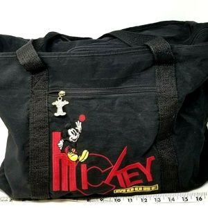 Micky Mouse Disney Tote Bag Black Zipper Travel